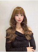 オリーブベージュ/シールエクステ/レイヤーカット