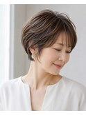 白髪ぼかし脱白髪染め似合わせショートボブ40代50代60代