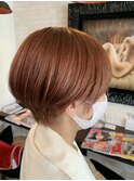 #耳掛けショート#オレンジ#ブリーチ