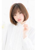 切りっぱなし＆ぶつ切りボブ小顔ナチュラル艶カラーa1