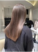 ★斜めバングミディアムヘアグレージュカラーシルキーベージュ★
