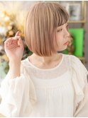 ハイトーンカラー外国人風前下がり金髪ボブh2志木10代20代30代