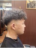 MEN'Sツーブロックスキンフェードスペインカールメンズ