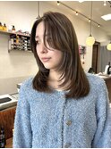 レイヤーカット/韓国レイヤー/顔周りカット/オリーブベージュ
