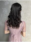 大人可愛い　ハーフアップスタイル