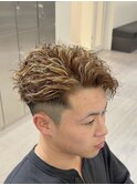 かきあげツイストスパイラルブラウンメッシュハイライト
