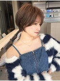 丸顔20代30代癖毛ひし形クビレ丸みショート
