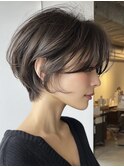 小顔ボブルフネビージュ30代40代ショート10