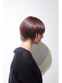 ツヤ感ピンクパールショートボブ