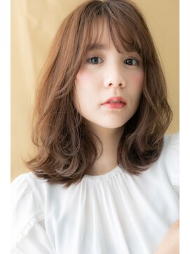 カバーヘア ブリス 戸田公園西口店(COVER HAIR bliss) 斜めバングカーキベージュ鎖骨ミディアムZ戸田公園10代20代30代