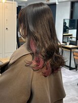 ミュラ(mulah)&nbsp;ブリーチインナーカラーピンク＊ダークグレージュ艶髪カラー