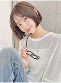 ナチュラルボブ前下がりミニボブ前髪あり20代30代40代