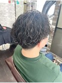 ツイストスパイラルパーマツーブロックマッシュメッシュフェード