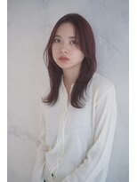 ニューヨークニューヨーク 阪急高槻店(NYNY)&nbsp;ふんわりミディアムブリーチなしレッド韓国風レイヤー小顔カット