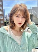 大人無造作ミディアムレイヤーパーマ