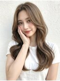 【グレージュブラウン】くびれレイヤー×韓国巻き髪