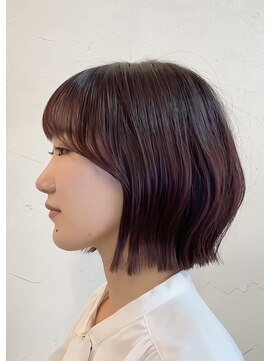 ベレッタ 楠葉店(veretta.) ピンクバイオレット 切りっぱなしボブ 喜多朝也/30代/40代/50代