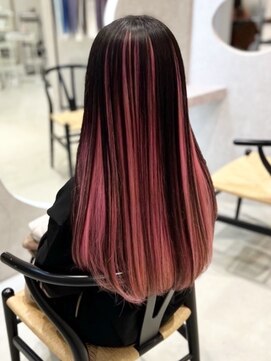 アース コアフュールボーテ 上田店(EARTH coiffure beaute) レッド×ブラック_アンブレラカラー_ハイライト_ケアブリーチ