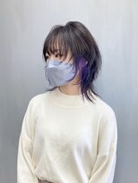 トップヘアー 大元店(TOP HAIR)&nbsp;10代20代ミディアムマッシュウルフイヤリングパープル【つばき】