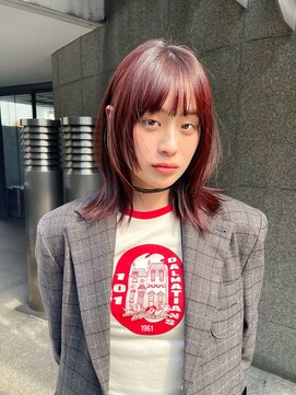 メゾンドイギー(MAISON de IGGY) 姫カットレイヤーチェリーレッドレイヤーカットピンクブラウン