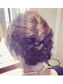 山村/結婚式ヘアセット/パーティヘアアレンジ/二次会/編み込み