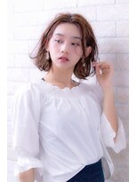 ヘアーアートシフォン 池袋西口店(Hair art chiffon)&nbsp;ミニマムボブマッシュジグザグバング耳かけ個性的センターパート