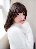 ナチュラルブラウン　流しバング