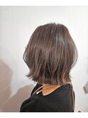 切りっぱなしボブ白髪ぼかしカラーグレージュ30代40代50代60代
