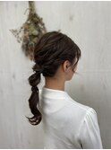 大人可愛いポニーテール編み込みアレンジ