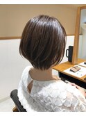 大人ショートボブ丸みショートカットマッシュショート前髪あり