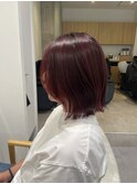 外はねボブ/カシスカラー/顔まわりカット