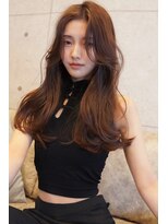 アンジェリカラボ 梅田店(ANGELICA LABO)&nbsp;韓国風くびれレイヤーカット×グレージュ×透明感ブラウン川又