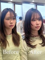 アフロートリノ(AFLOAT Leino) レイヤーカット オリーブグレージュ ハイレイヤー 前髪カット