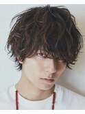 メンズマッシュパーマウルフ波巻きハイライトスパイラル2
