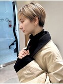 マッシュショート丸みショートボブくびれショート金髪ショート