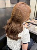 オレンジベージュカラー ブリーチカラー ハイトーン 艶髪 20代