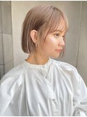 小顔外ハネボブダークアッシュ大人ガーリー似合わせカット