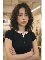 ノラ シブヤ(NORA)&nbsp;小顔ミディアムパーマミディアムデジタルパーマボブパーマ前髪