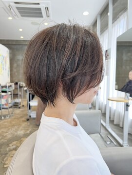 モールヘア 西中島店(MOOL hair) 大人ショートヘアイルミナカラーグレーベージュ/カーキベージュ
