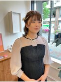 ドレスヘア編み込み二次会ゆるふわ巻きヘアセット