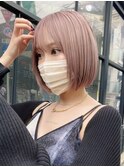 渋谷ブリーチカラータッセルボブ顔周りレイヤー切りっぱなしボブ