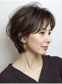 白髪ぼかし脱白髪染め似合わせショートボブ40代50代60代