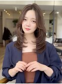 美髪レイヤーカット/顔まわりレイヤー/くびれロングレイヤー