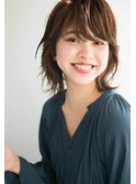 伸ばしかけ厚めバングの大人かわいい小顔ヘルシーレイヤー