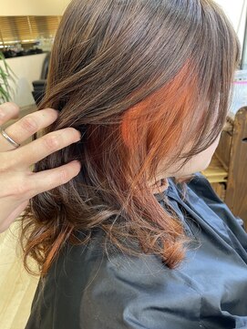 アクト 三鷹店(ACT) インナーカラー　ピンクブラウン×オレンジ