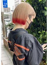 ヘアーズルネッタアベノ(HAIR'S Lunetta abeno) 刈り上げボブ×裾カラーオレンジ【HAIR'S Lunetta 井上】
