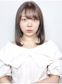 黒髪ミディアムレイヤーストレート10代20代30代前髪ありパーマKM
