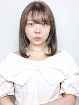 サロン ハナノ(Salon Hanano) 黒髪ミディアムレイヤーストレート10代20代30代前髪あり