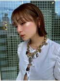 レイヤーボブ/外ハネボブ/切りっぱなしボブ/マロンベージュ1