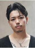 フェザーパーマ/センターパート/ニュアンスパーマ/メンズ/眉毛
